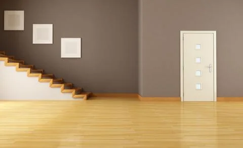 Empty interior with door and staircase Stock Illustration