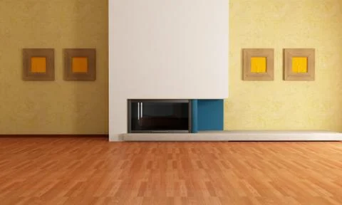 Empty interior with fireplace Stock Illustration