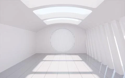 Empty interior geometric architecture, 3d rendering. Ilustración de archivo