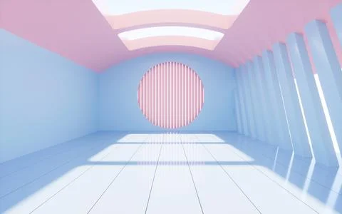 Empty interior geometric architecture, 3d rendering. Stock Illustration