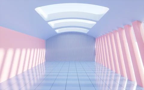 Empty interior geometric architecture, 3d rendering. Stock Illustration