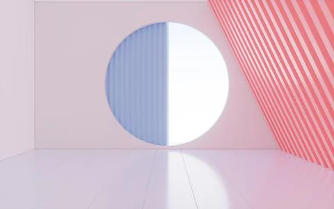 Empty interior geometric architecture, 3d rendering. Stock Illustration
