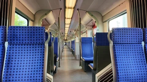 Empty interior of a German high-speed train Stock Footage 337257101