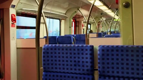 Empty interior of a German high-speed train Stock Footage 337257105