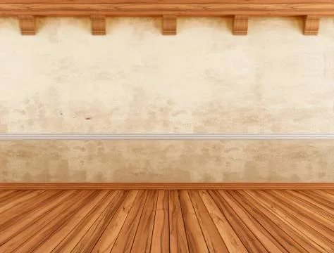 Empty interior with grunge wal Stock Illustration