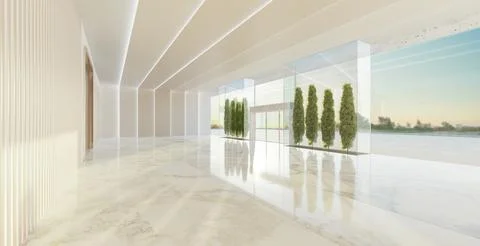 Empty interior hall with modern and retro design Stock Photos