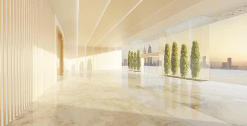 Empty interior hall with modern and retro design Stock Photos