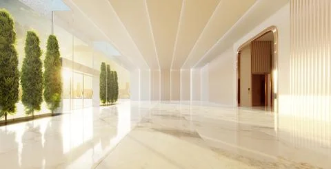 Empty interior hall with modern and retro design Stock Photos