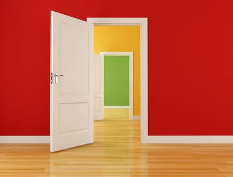 Empty interior with open doors Stock Illustration