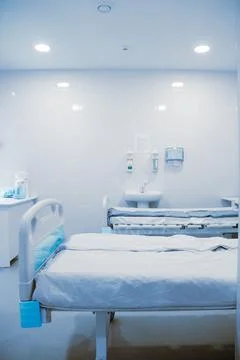 Empty interior operating room and modern equipment in hospital. Medical device Stock Photos