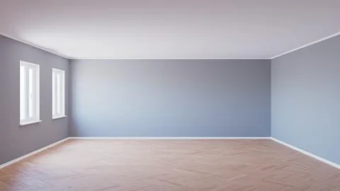 Empty Interior with Parquet Floor, 3d Illustration Stock Illustration