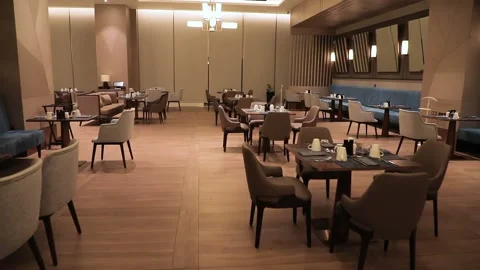 Empty interior of restaurant with european design Video stock 172200895