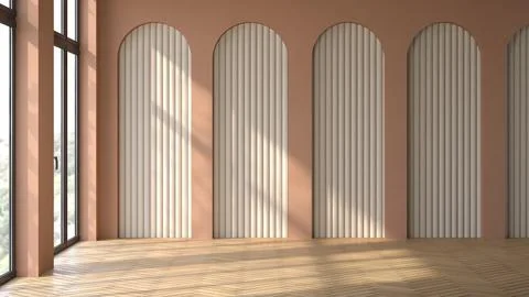 Empty interior room Memphis style 3d illustration Stock Illustration