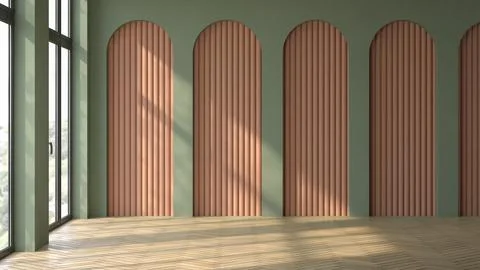 Empty interior room Memphis style 3d illustration Stock Illustration