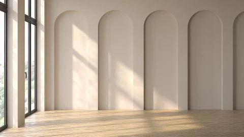 Empty interior room Memphis style 3d illustration Illustrazione stock