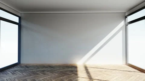 Empty interior room shadow wall space background mock up architecture sunlight. Stock Footage 300041102