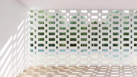 Empty interior room shadow wall space background mock up architecture sunligh Stock Illustration