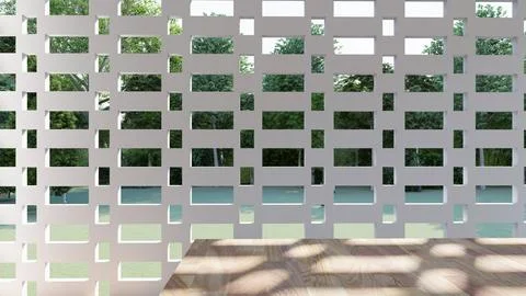 Empty interior room shadow wall space background mock up architecture sunligh Stock Illustration