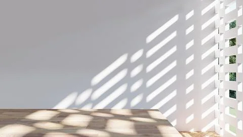 Empty interior room shadow wall space background mock up architecture sunligh Stock-Illustration