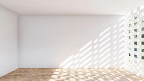 Empty interior room shadow wall space background mock up architecture sunligh Stock-Illustration