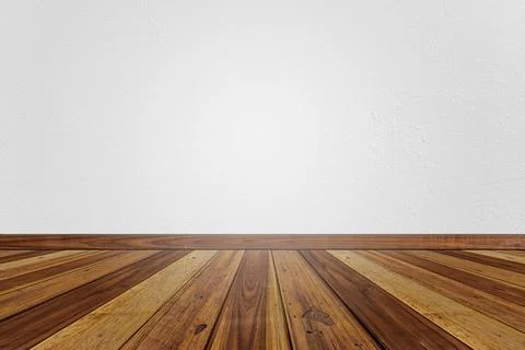 Empty interior room with white brick wall texture and brown wooden floor patt Stock Illustration