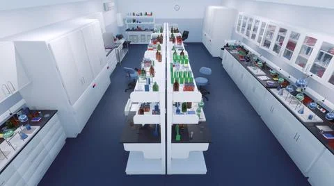 Empty interior of scientific research laboratory interior Stock Illustration