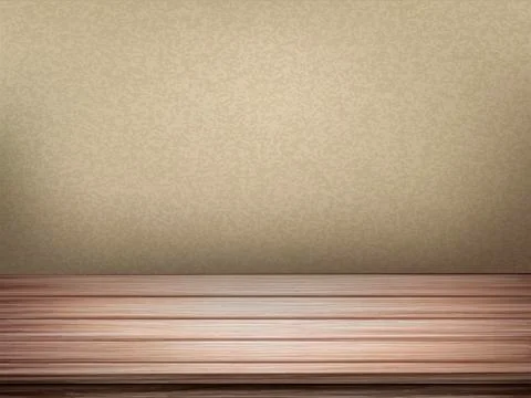 Empty interior wall with wooden table 스톡 일러스트