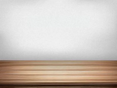 Empty interior wall with wooden table Illustrazione stock
