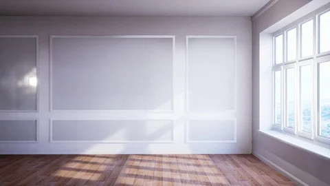 Empty interior with window. 3d illustration. Room 스톡 동영상 125547761