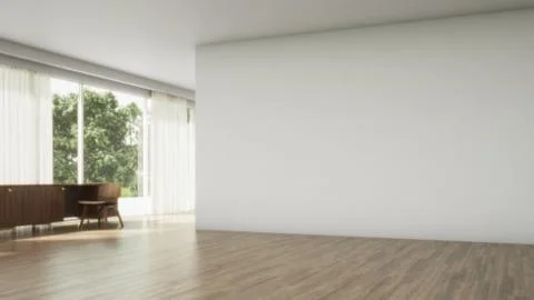 Empty interior. wood floor 3d render 库存插图