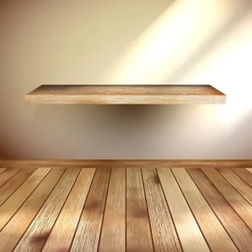 Empty interior with wood shelf. EPS 10 Stock Illustration