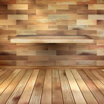 Empty interior with wood shelf. EPS 10 Stock Illustration