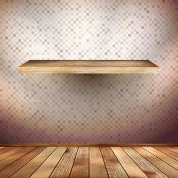 Empty interior with wood shelf. EPS 10 Stock Illustration