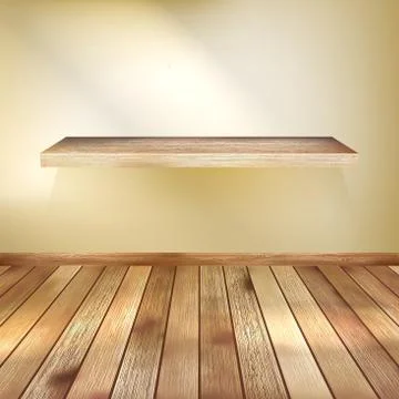 Empty interior with wood shelf. EPS 10 Stock Illustration
