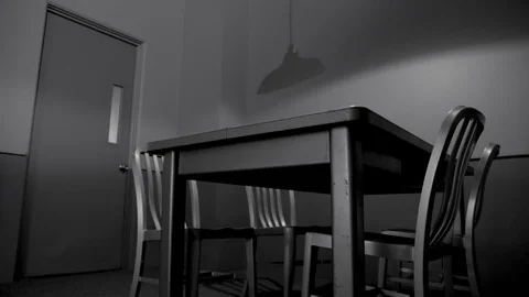 EMPTY INTERROGATION ROOM IN BLACK AND WHITE Stock Footage 78583250