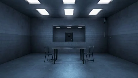 Empty interrogation room. Lights turning on. Vidéo 291668378