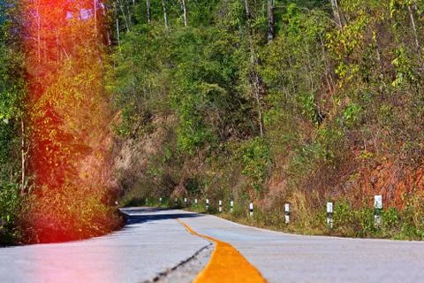Empty interstate sharpe curve road Stock Photos