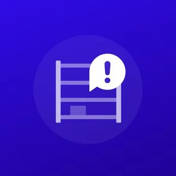 Empty inventory, shortage icon with shelves, transparent design Stock Illustration