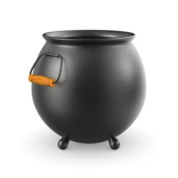 Empty iron cauldron on white background. Isolated 3D illustration Stock Illustration
