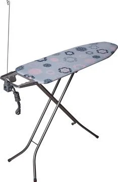 Empty ironing board isolated on white background. Ironing table side view. Foto stock
