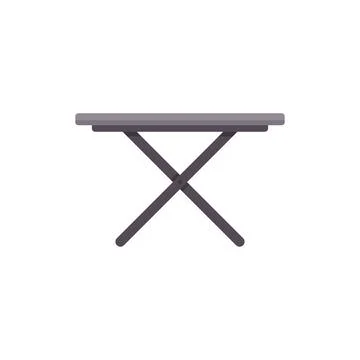 Empty ironing board standing on x shaped legs isolated on white background Stock Illustration