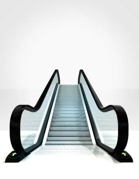 Empty isolated escalator leading to upwards concept illustration イラスト素材