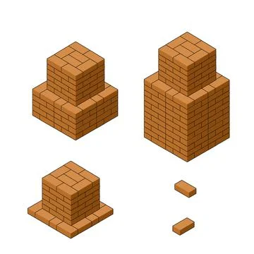 Empty isometric pedestal for monument of brick cubes. Illustrazione stock