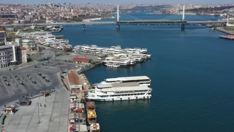 Empty Istanbul Drone - Eminonu - Halic - 2 Stock Footage 128773322