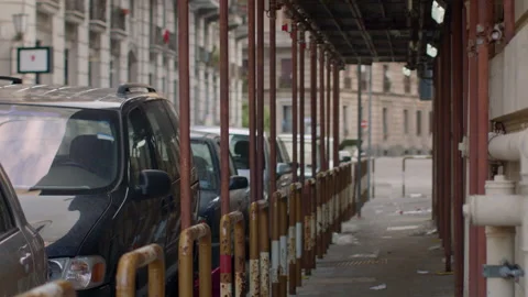 Empty Italian sidewalk in Naples Stock Footage 136396065