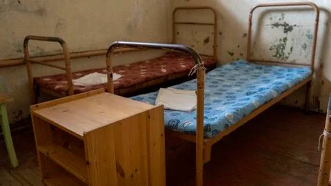 Empty Jail Cells. Prison Interior. Metal Door Protect Prisoner From Inside to 库存照片