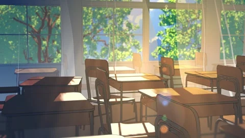 Empty Japanese Classroom with Open Window and Light Rays – Summer Loop 4K Stock Footage 337773101