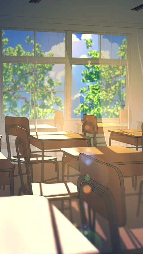 Empty Japanese Classroom with Open Window and Light Rays – Summer Loop 4K Stock Footage 337773149