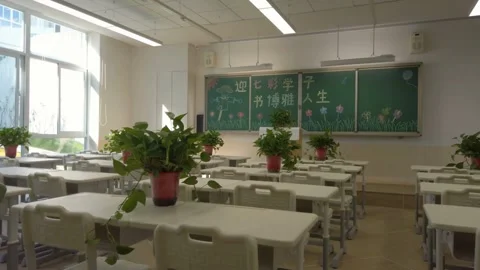 Empty japanese high school classroom, no people Educational environment: vi.. Stock Footage 256720950