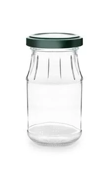 Empty jar with black cap isolated on white Stock Photos